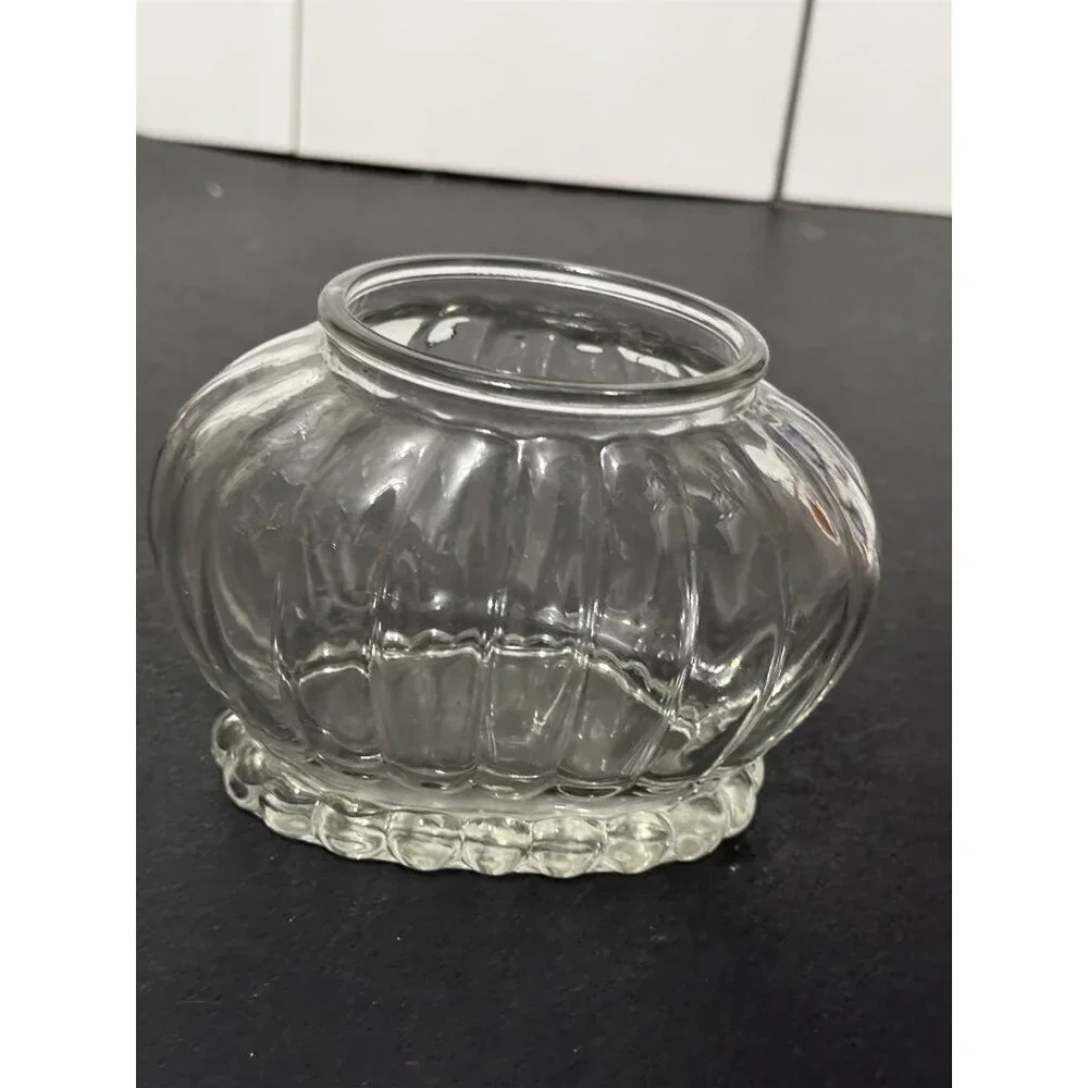 Vintage A.L.R. Co. Pumpkin Clear Glass Oval Vase